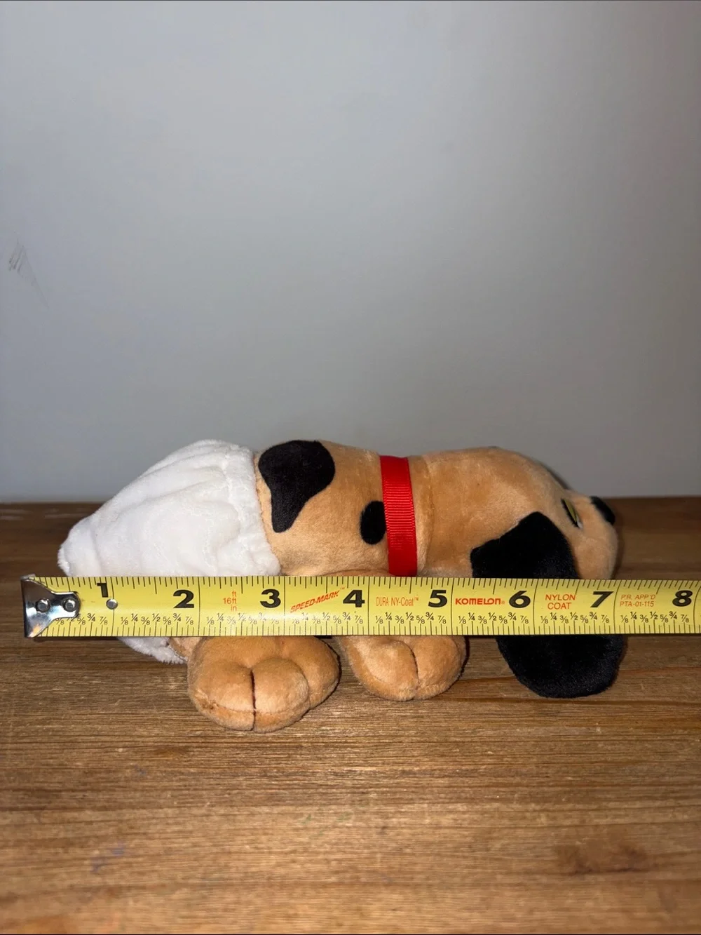 Vintage Plush Puppy Pound Dog Toy with Red Collar - Soft Tan & Black Puppy